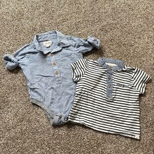 Set of Me + Henry Boys‎ Stripe T-Shirt and Long Sleeve Onsie Size 18-24 Mo